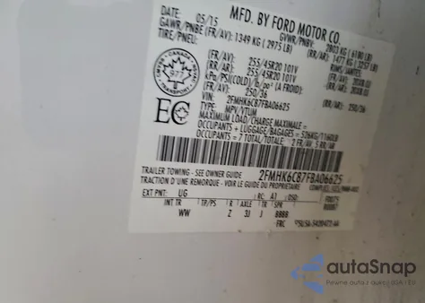 2015 Ford Flex Sel из США, поврежденный, VIN 2FMHK6C87FBA06625